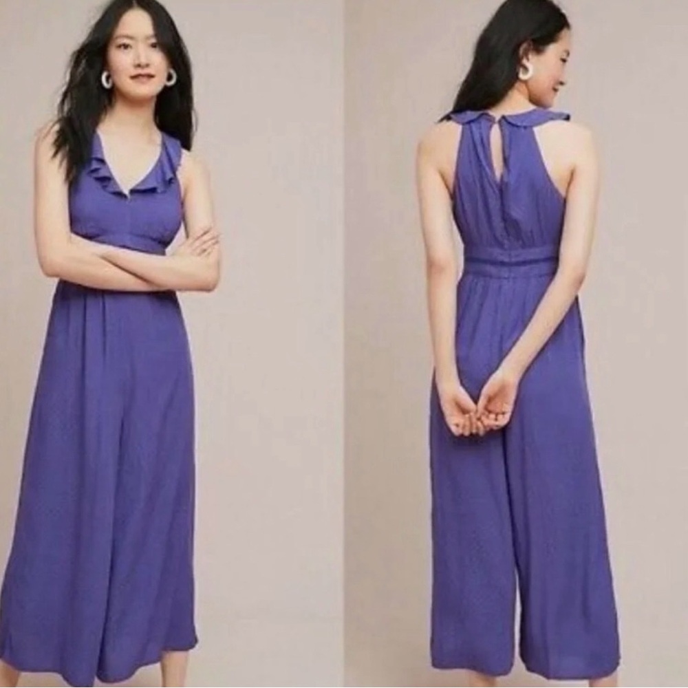 Maeve Anthropologie Polka Dot Jumpsuit Romper Sz 6 Blue & White